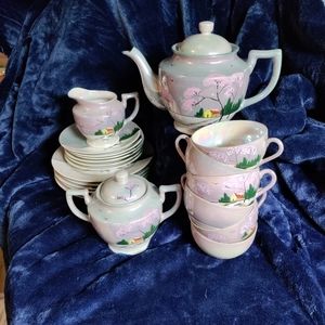 Antique lusterware tea set